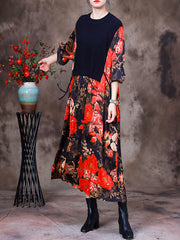 Autumn Irregular Print Loose Women Dress