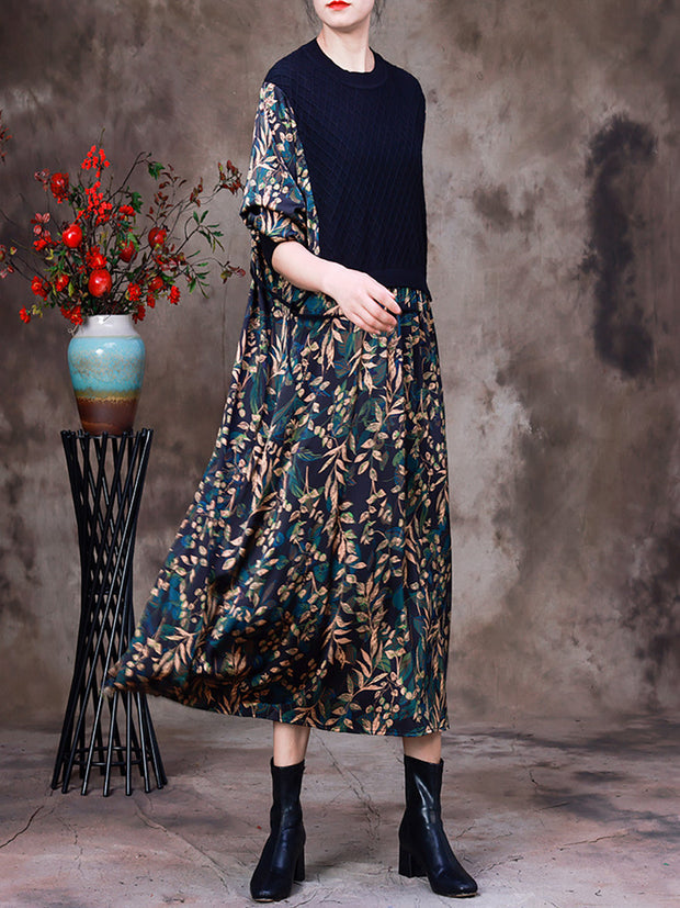 Autumn Irregular Print Loose Women Dress