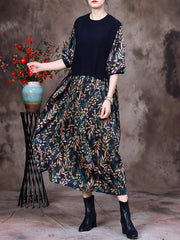 Autumn Irregular Print Loose Women Dress