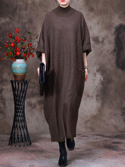 Women Solid Wool Loose Dress