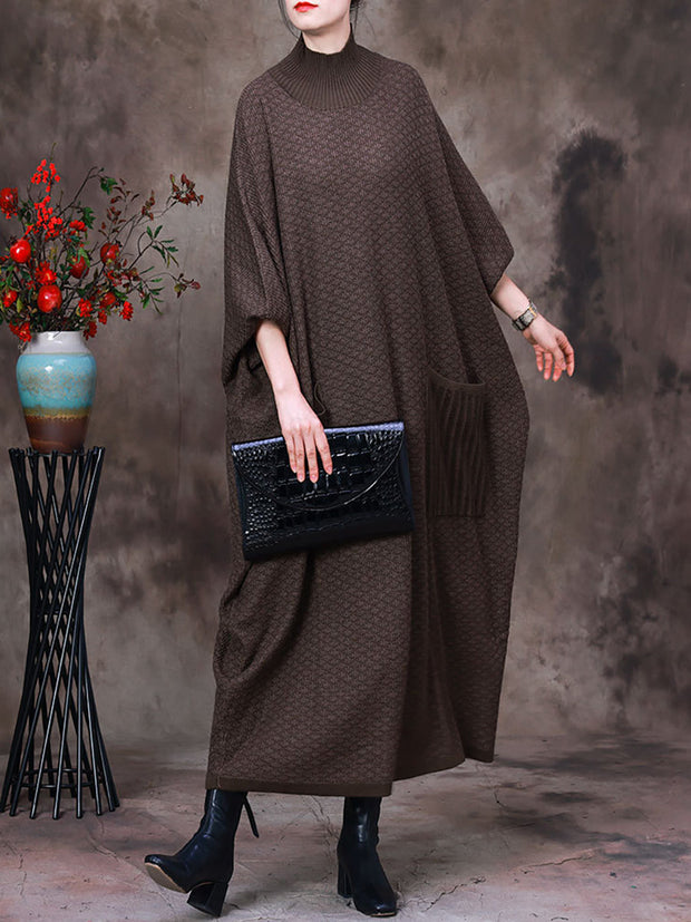 Women Solid Wool Loose Dress