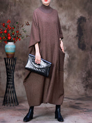 Women Solid Wool Loose Dress