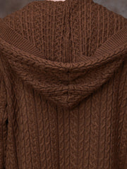 Women Casual Hooded Knee-Length Sweater Coat
