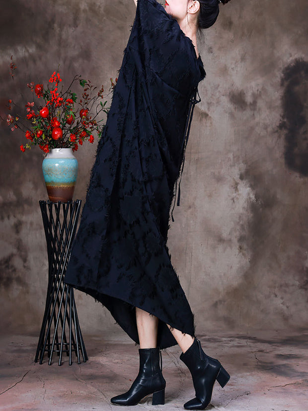 Women Jacquard Batwing Sleeve Loose Dress