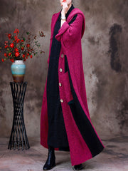 Wool Hooded Over Knee Women Coat