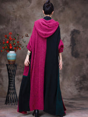 Wool Hooded Over Knee Women Coat