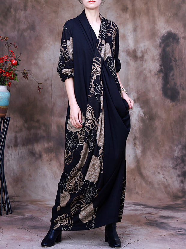 Plus-Size Autumn Women Print Loose Dress