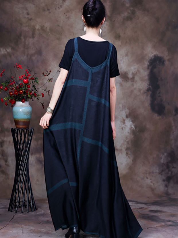 Sleeveless V Neck Summer Vintage Women Maxi Dress