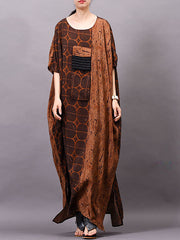 Plus-Size Women Vintage Summer Print Maxi Dress